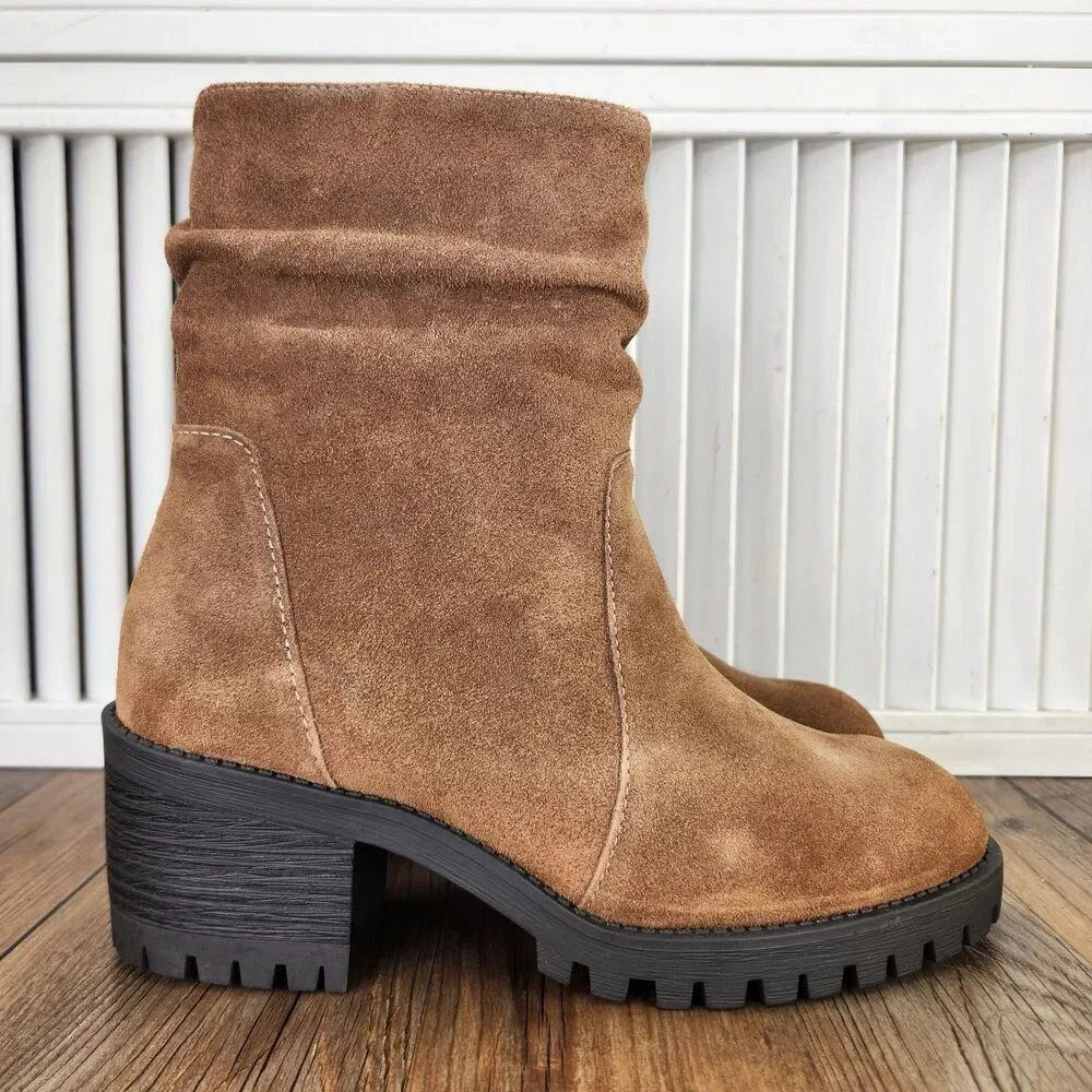 Bella Vita Hattie Cognac Suede Womens Size 7 M Brown Leather Boho Booties Boots